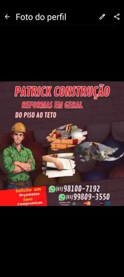 Logo de Patrick contrução reformas em geral do piso ao teto
