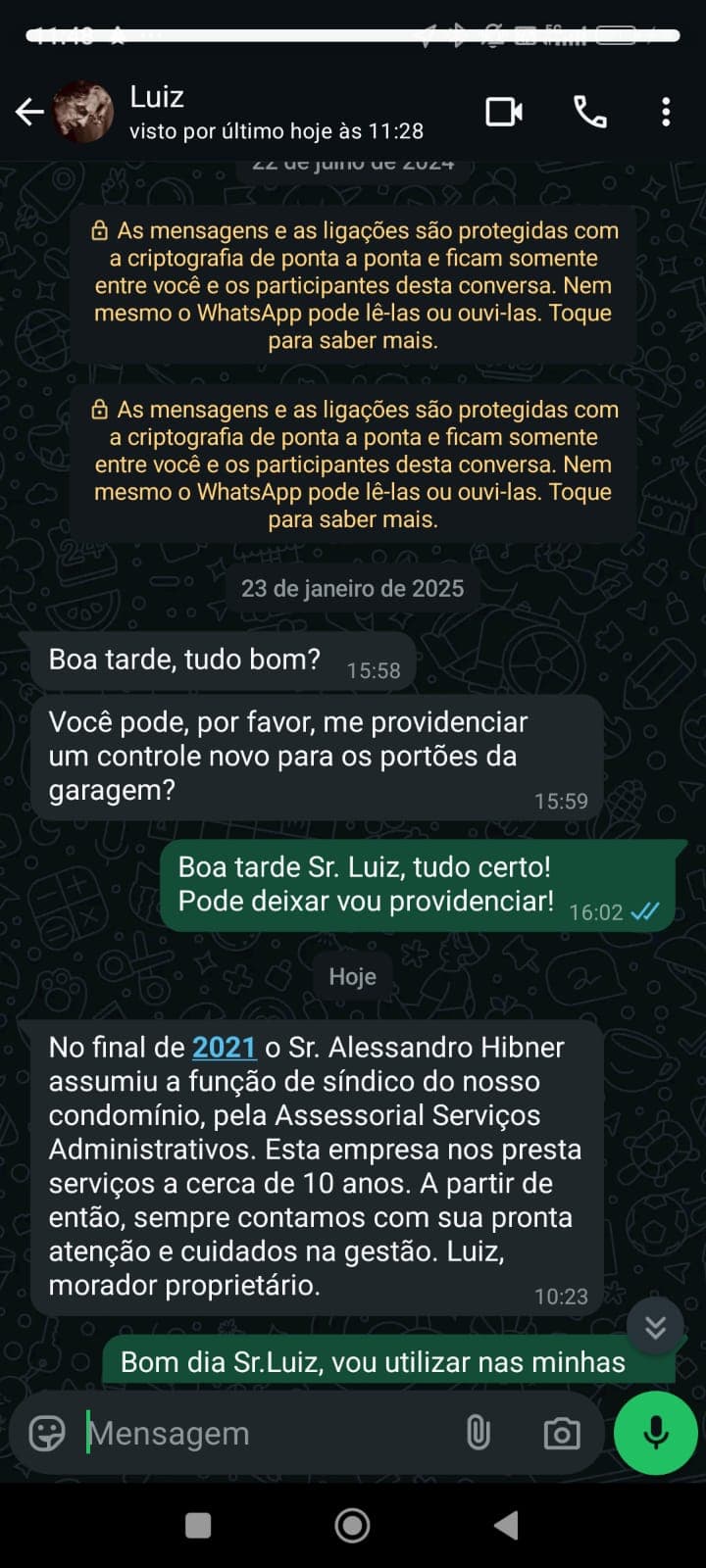 Trabalho de administração de condomínios por Alessandro Hibner Síndico 
