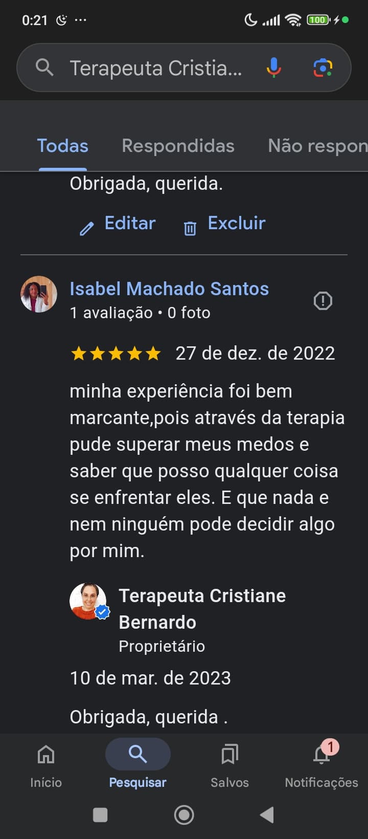 Trabalho de psicanalista por Cristiane Bernardo