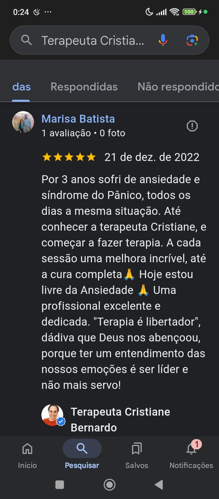Trabalho de psicanalista por Cristiane Bernardo
