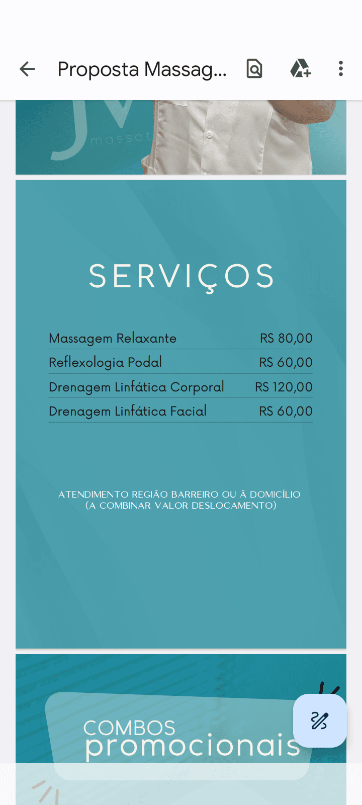 Trabalho de massoterapeuta por Janete