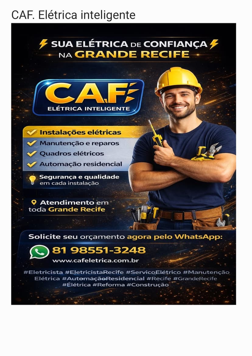 Trabalho de eletricista por ELETRICISTA RESIDENCIAL C.A.F